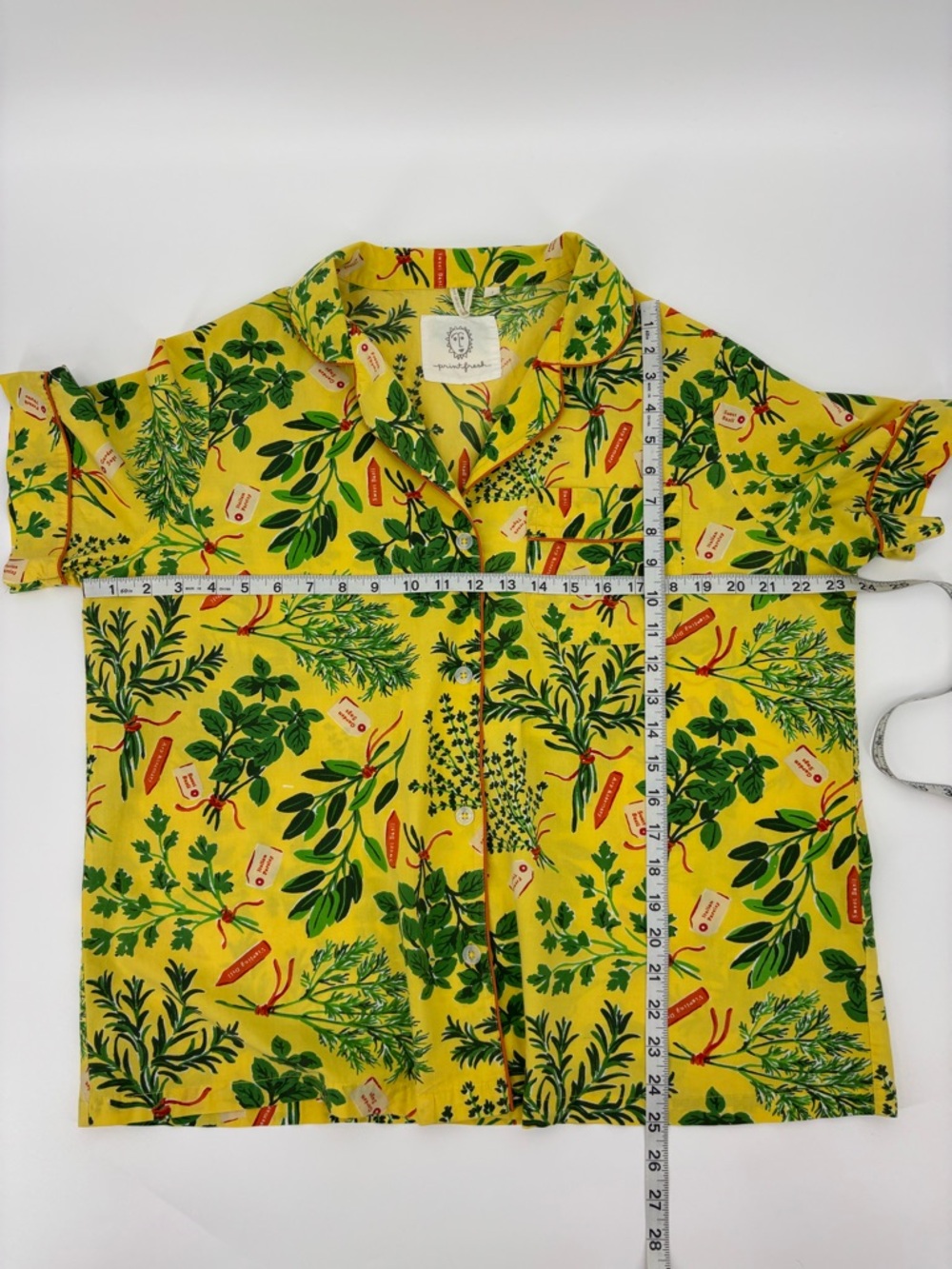 Print Fresh Short Pajama Set in Citrine Herb Garden - Picture 11 of 14